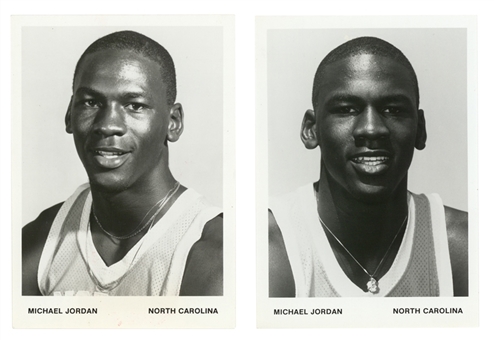 1982-83 Michael Jordan UNC Team Issued 5x7" Photograph Pair 